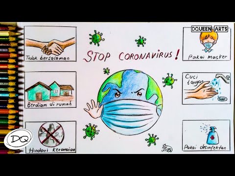 Video Cara Menggambar dan Mewarnai Poster PENCEGAHAN COVID-19 (Virus Corona) | How to draw Covid-19 poster 2021