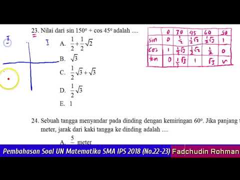 Pembahasan UN/UNBK Matematika SMA/MA IPS 2018 (TRIGONOMETRI No.22-23 ...