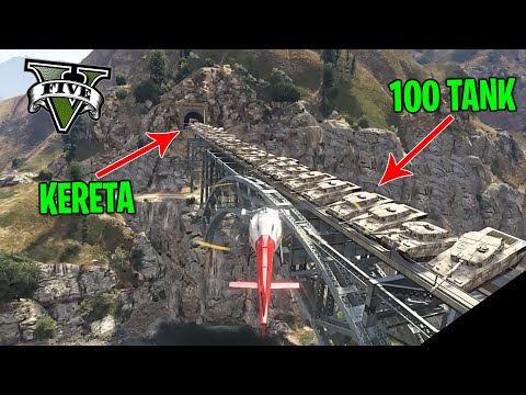 KOCAK ! 100 Tank Coba Berhentikan Kereta Di GTA 5 ! #Shorts