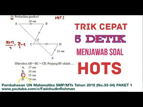 Pembahasan Soal HOTS UN UNBK Matematika SMP 2018 Paket 1 (No.33-34)