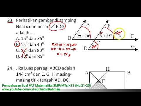 (No.21-25) Pembahasan Soal PAT/UKK Matematika Kelas 7 SMP/MTs Kurikulum 2013