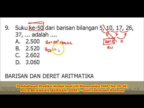 Soal BARISAN DAN DERET (No.39-40) – Pembahasan Soal Matematika SMP/MTs