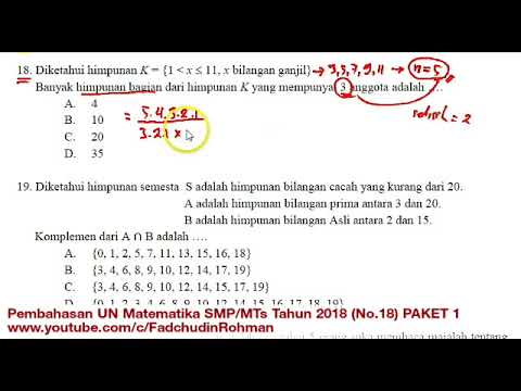 Pembahasan UN UNBK Matematika SMP 2018 Paket 1 (No.18)