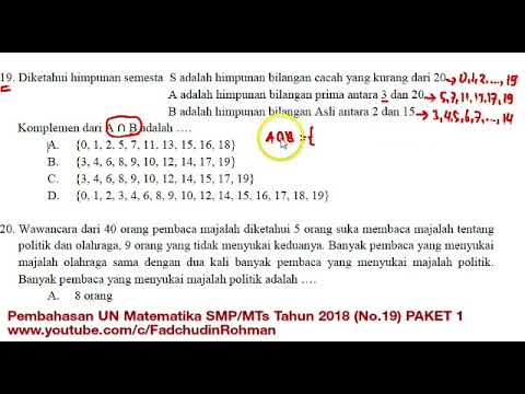 Pembahasan UN UNBK Matematika SMP 2018 Paket 1 (No.19)