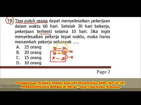 Soal PERBANDINGAN BERBALIK NILAI (No.18-19) – Pembahasan Soal Matematika SMP/MTs