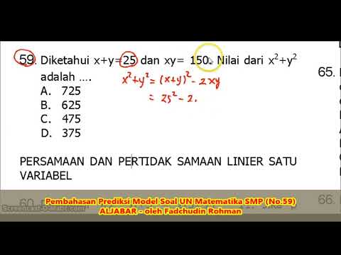 SOAL ALJABAR (No.59) – Prediksi Soal UN Matematika SMP/MTs