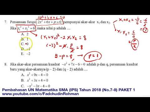 Pembahasan Soal UN/UNBK Matematika SMA/MA IPS Tahun 2018 (No.7-8)