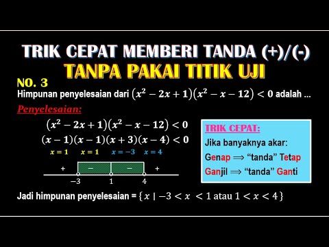 TRIK CEPAT Cara Menentukan Tanda Positif (+) Negatif (-) pada Garis Bilangan Pertidaksamaan