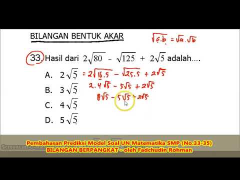 Soal BILANGAN BENTUK AKAR (No.33-35) – Pembahasan Soal Matematika SMP/MTs