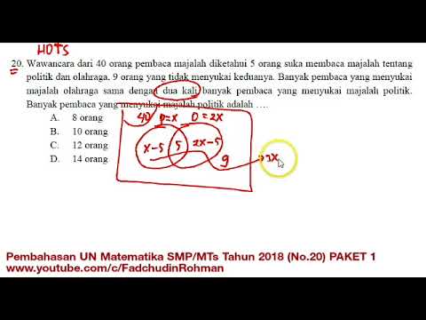 Pembahasan Soal HOTS UN UNBK Matematika SMP 2018 Paket 1 (No.20)