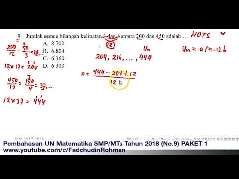 Pembahasan Soal HOTS UN UNBK Matematika SMP Tahun 2018 Paket 1 (No.9)