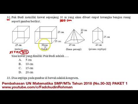 Pembahasan UN UNBK Matematika SMP 2018 Paket 1 (No.30-32)