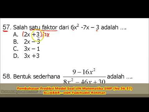 SOAL BENTUK ALJABAR (No.56-57) – PEMBAHASAN SOAL MATEMATIKA SMP/MTs