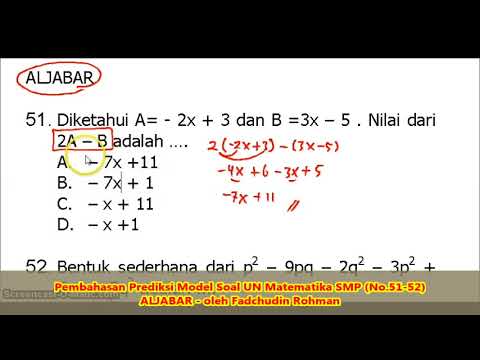 SOAL BENTUK ALJABAR (No.51-52) – Pembahasan Soal Matematika SMP/MTs