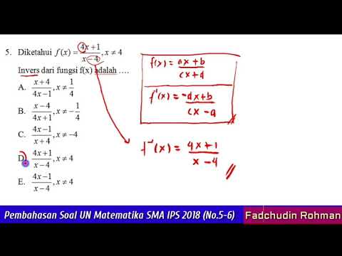 Pembahasan UN/UNBK Matematika SMA/MA IPS 2018 (Fungsi Inver dan Fungsi Kuadrat) Paket 1